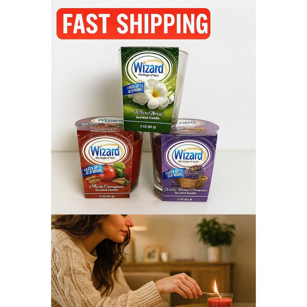 3x Wizard Scent Candle Odor Neutralizer 3 oz – Mixed Scents –‎ NEW
